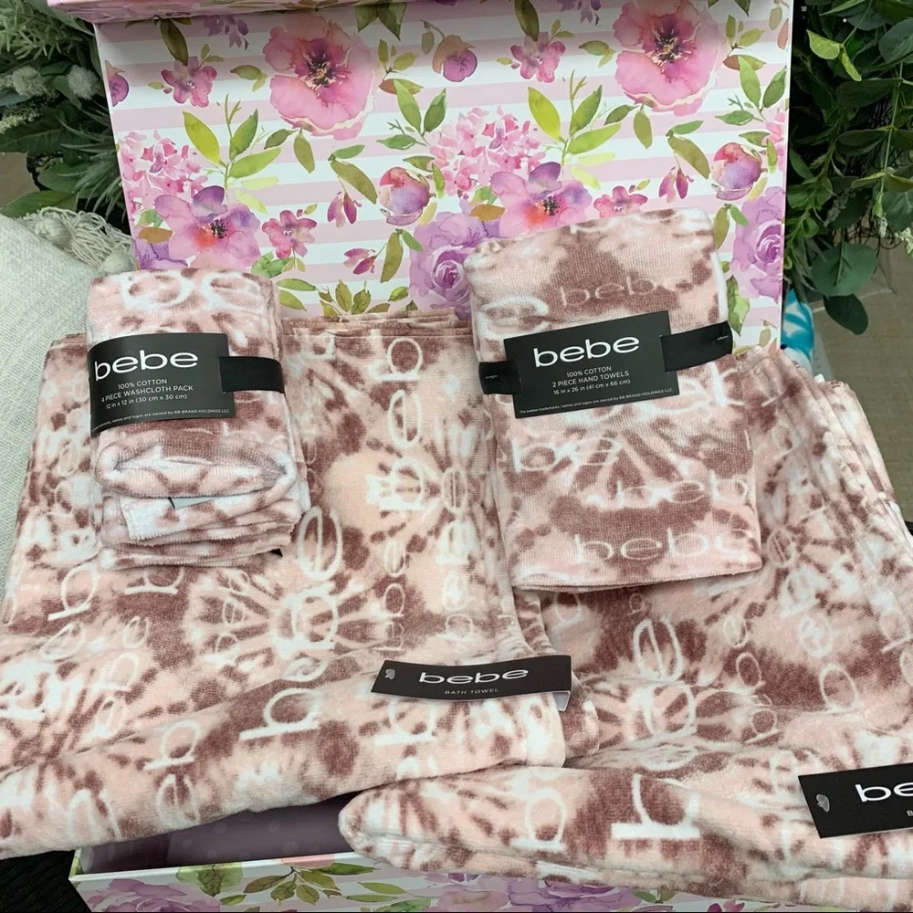 NWT  BeBe 8 piece Towel set pink